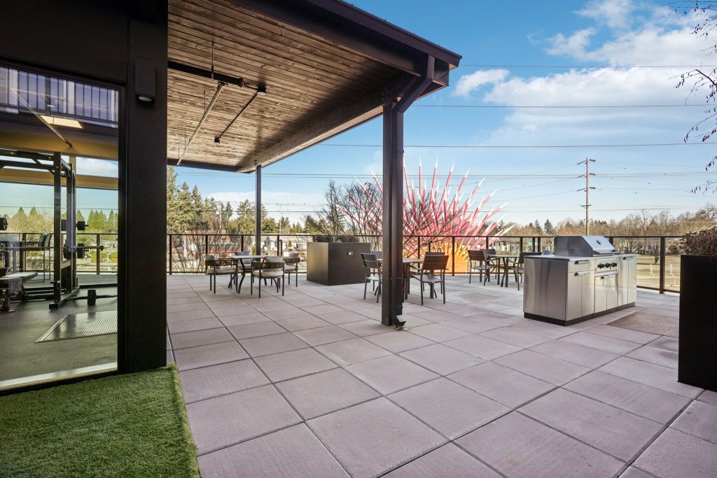 BBQ terrace at AVIVA apartments in Gresham Oregon